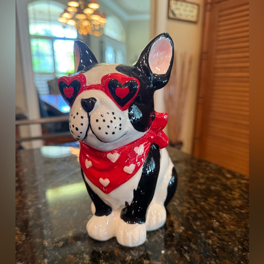 NEW Black & White French Bulldog Frenchie Ceramic Statue Figurine